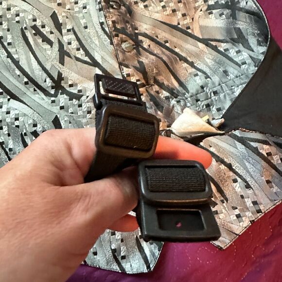 Tux beautiful gray/ silver / black vest S - med  adjustable at neck and waist - Picture 2 of 3